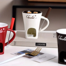 Mini Caneca Fondue Porcelana com 1 Garfo